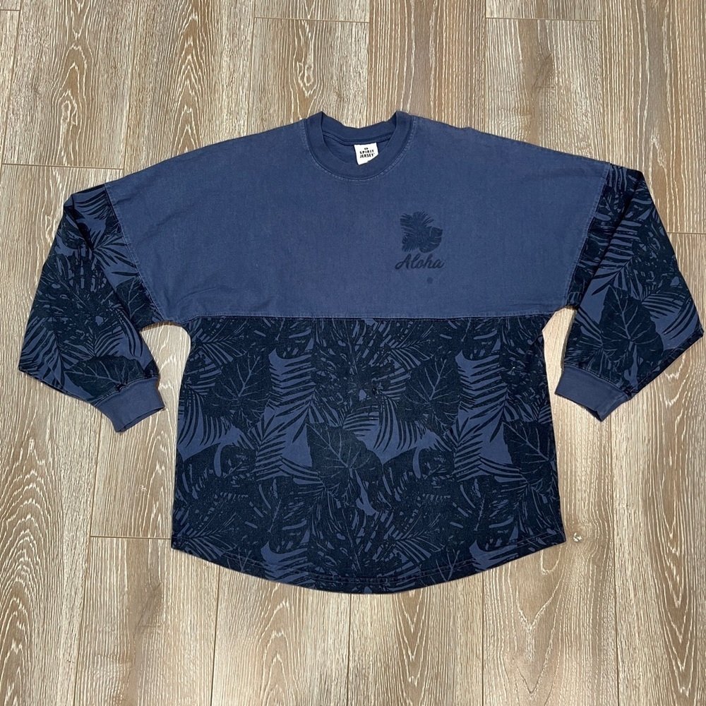 Spirit Jersey Aloha Navy Crew Neck Heavy Cotton Tshirt (lightweight sweats) sz M - Picture 2 of 10